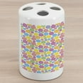thumbnail image 1 of Modern Ceramic Toothbrush Holder, Circular Shaped Buttons Pattern in Various Sizes Print, Decorative Versatile Countertop for Bathroom, 4.5" X 2.7", Multicolor, by Ambesonne, 1 of 4