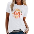 thumbnail image 1 of Blusa de manga corta con estampado de otoño y cuello redondo informal de verano para mujer Pompotops hkajfhjk457344, 1 of 6
