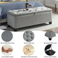 thumbnail image 3 of HD JUNTUNKOR Velvet Storage Ottoman Bench, 47.6" Tufted Ottoman Bench with Tapered Legsa, Gray, 3 of 7