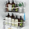 thumbnail image 2 of Wall Mounted Stainless Steel Storage Shelf, Multifunction Toilet Shampoo Lotion Holder, Bathroom Punch-free Sundries Rack, Bathroom Essential（2pcs）, 2 of 14