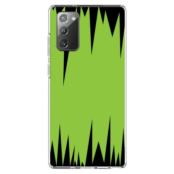 DistinctInk Clear Shockproof Hybrid Case for Galaxy Note 20 ULTRA (6.9" Screen) - TPU Bumper, Acrylic Back, Tempered Glass Screen Protector - Lime Green Black Spikes