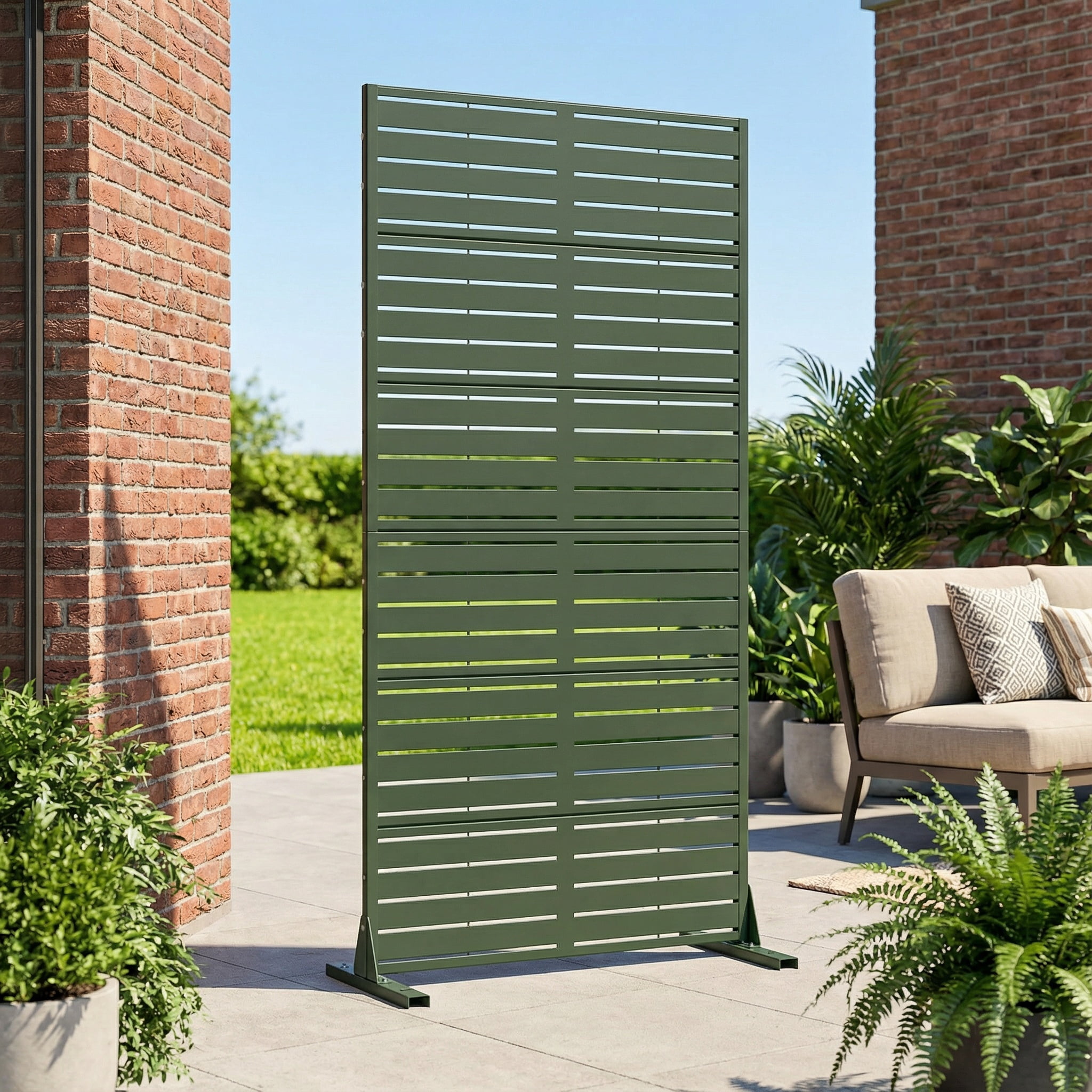 Privacy Metal Screen Fence Panel Horizontal Stripe Pattern