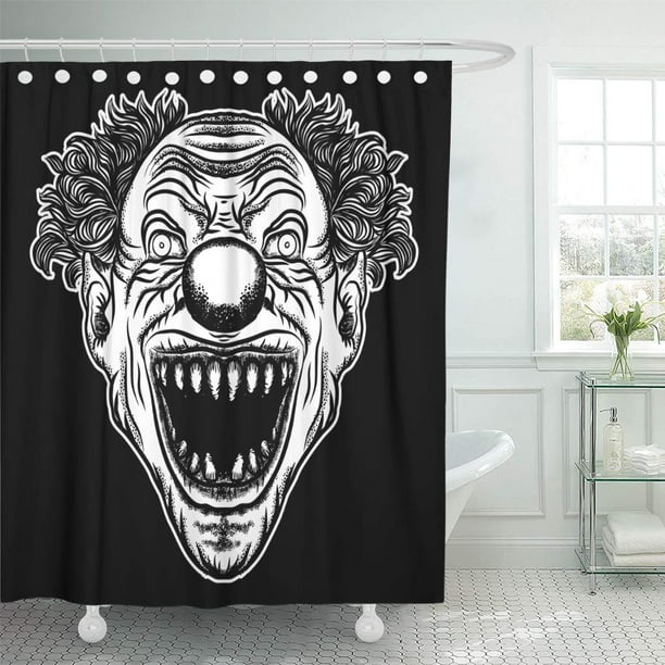 Cynlon Scary Clown Head Of Circus Horror Character Laughing Bathroom Decor Bath Shower Curtain 66x72 Inch Com Cynlon Scary Clown Head Of Circus, Scary Clown Shower Curtains
