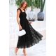 thumbnail image 4 of Vestido PRETTYGARDEN de tul midi sin mangas con volantes negro XL, 4 of 9