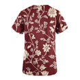 thumbnail image 3 of Womens Scrub Tops Trendy Floarl Print V Neck Short Sleeve Shirts Stretch Nurse Uniform Medical Scrubs with Pockets, 3 of 5