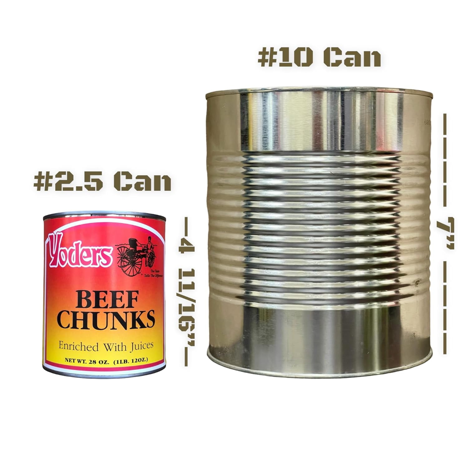 (6-Pack) Yoder’s Fully Cooked Beef Chunks, 28 oz #2.5 Can – 10.5 lbs Total, 10-Year Shelf Life, Emergency Food Storage, Camping & Meal Prep, Made in USA