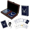 thumbnail image 2 of Air Force Playing Cards with Dice USAF Gift Set – Wooden Keepsake Box Adorned with Metal USAF Emblem - Veteran Owned Business, 2 of 5