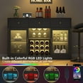 thumbnail image 4 of Auromie Wine Bar Cabinet with LED Light, Home Coffee Cabinet with Wine and Glass Rack, Kitchen Buffet Sideboard with Storage Drawers & Adjustable Shelves, Modern Liquor Cabinet with Glass Door (Black), 4 of 5