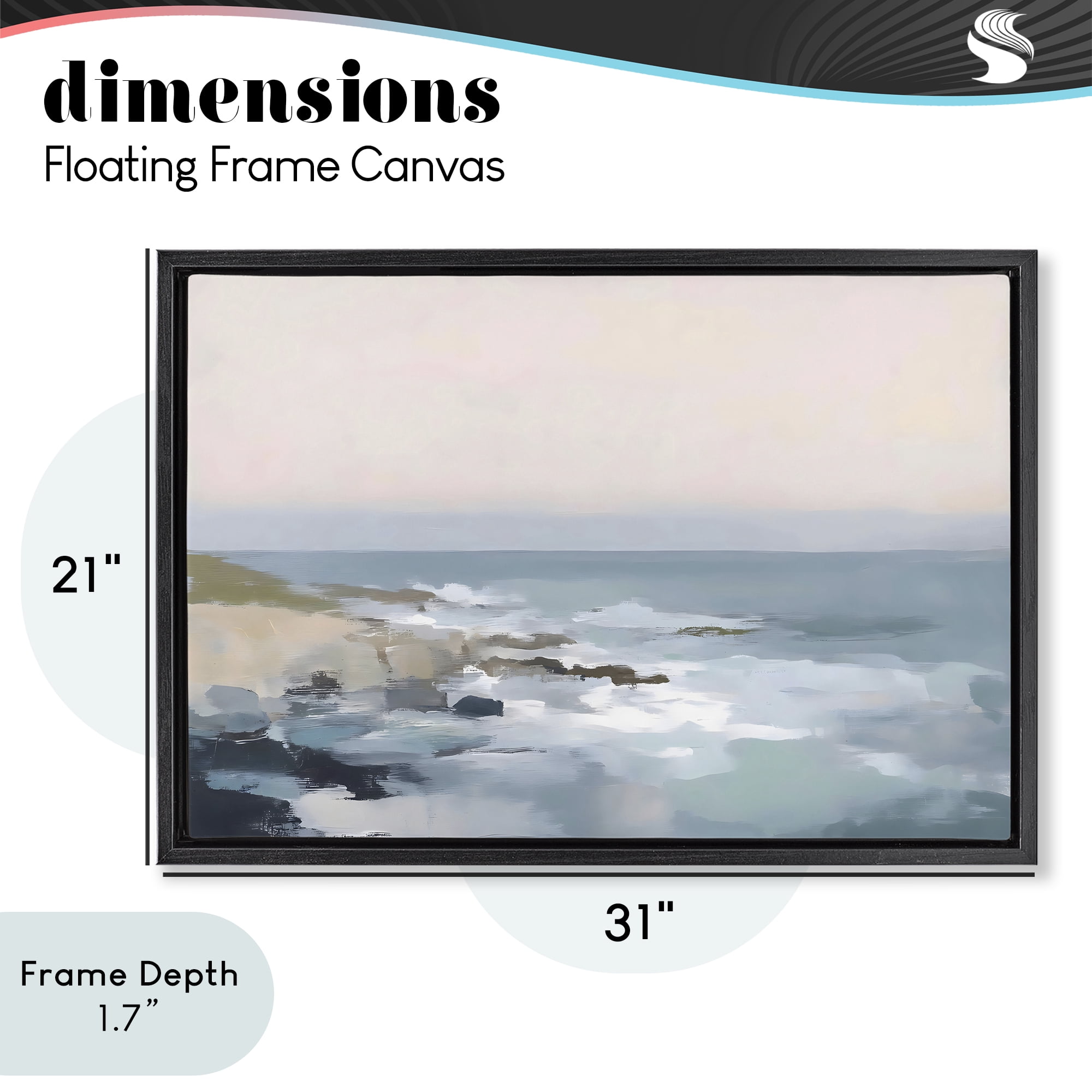 Stupell Industries Serene Coastal Ocean Scene Black Framed Floater Canvas Wall Art, design by Creative Studio