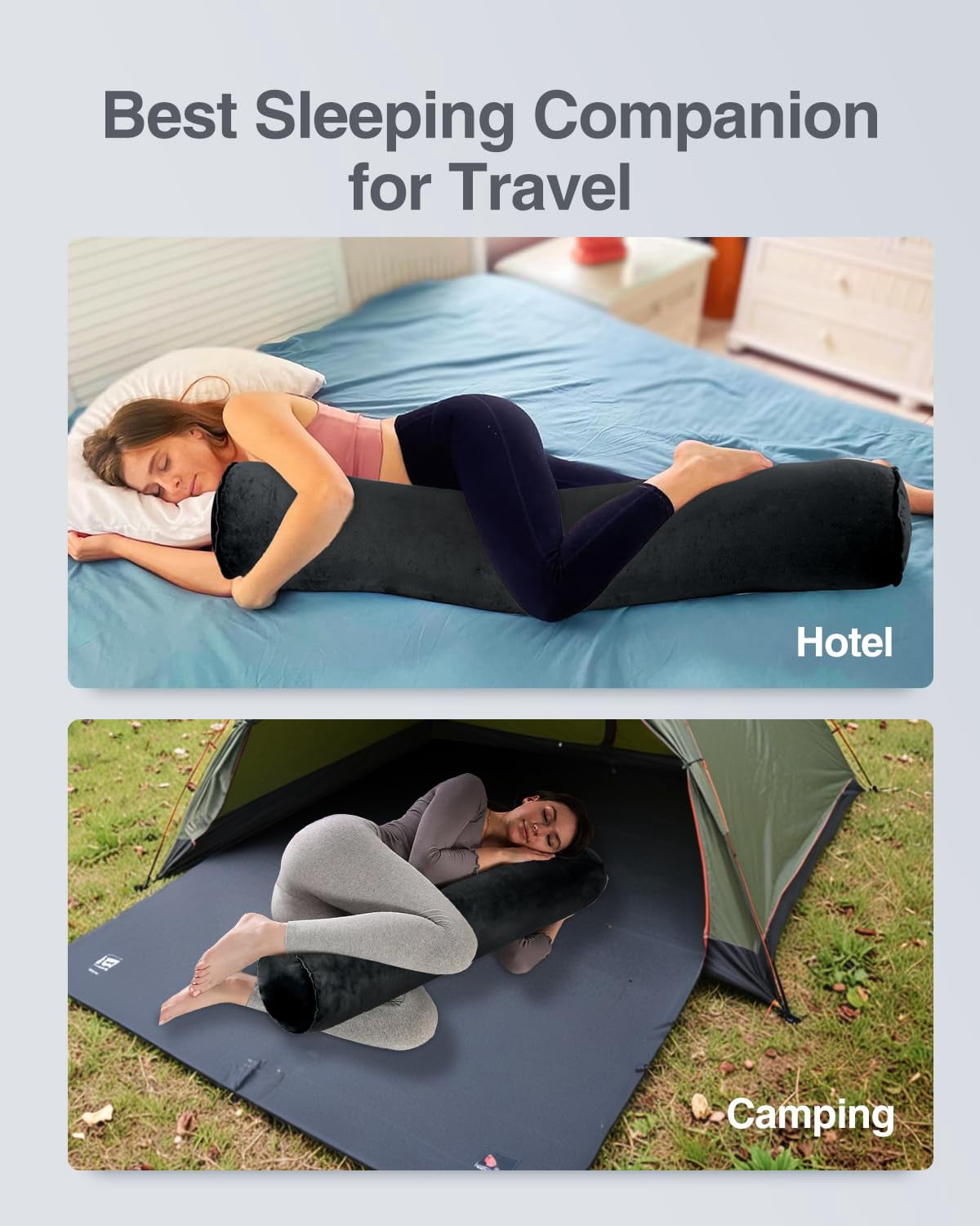 Inflatable Body Pillow For Adults  Travel Pillows Side Sleeper 47inch Long Round Bolster Bed Cylinder Hugging Sleeping Etc.