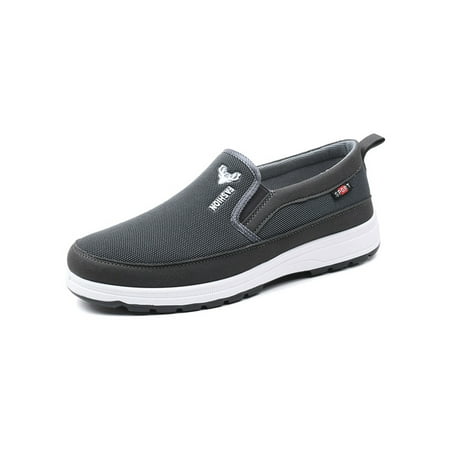 

UKAP Mens Casual Shoes Slip On Loafers Comfort Flats Lightweight Non-Slip Sneakers Men Walking Shoe Low Top Breathable Gray 8.5
