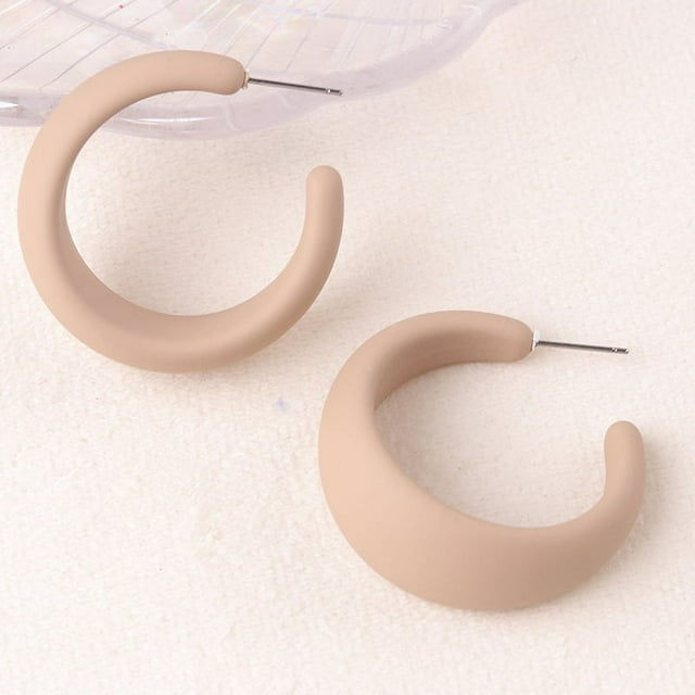 Nvzi Pendientes de aro grandes con forma de C de acrílico, geométricos, cuadrados, retro, sencillos, de color caramelo, con forma de C, de resina de colores preciosos, D14