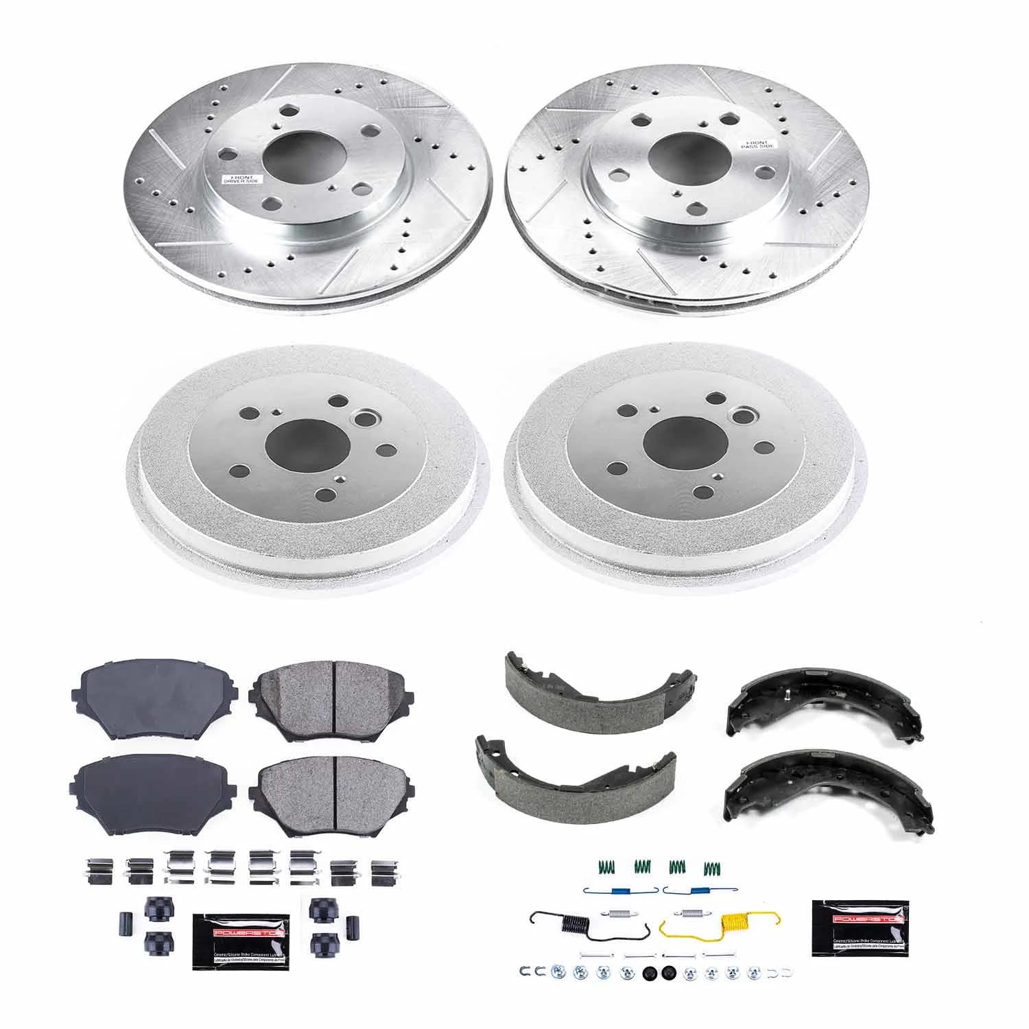 PowerStop Front and Rear Z23 Evolution Sport Brake Pad Rotor Drum and Shoe Kit Fits: TOYOTA Select Models K15229DK