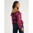 thumbnail image 3 of Sofia Jeans Women's and Women's Plus Off Shoulder Top with Long Sleeves, Sizes XS-5X, 3 of 4