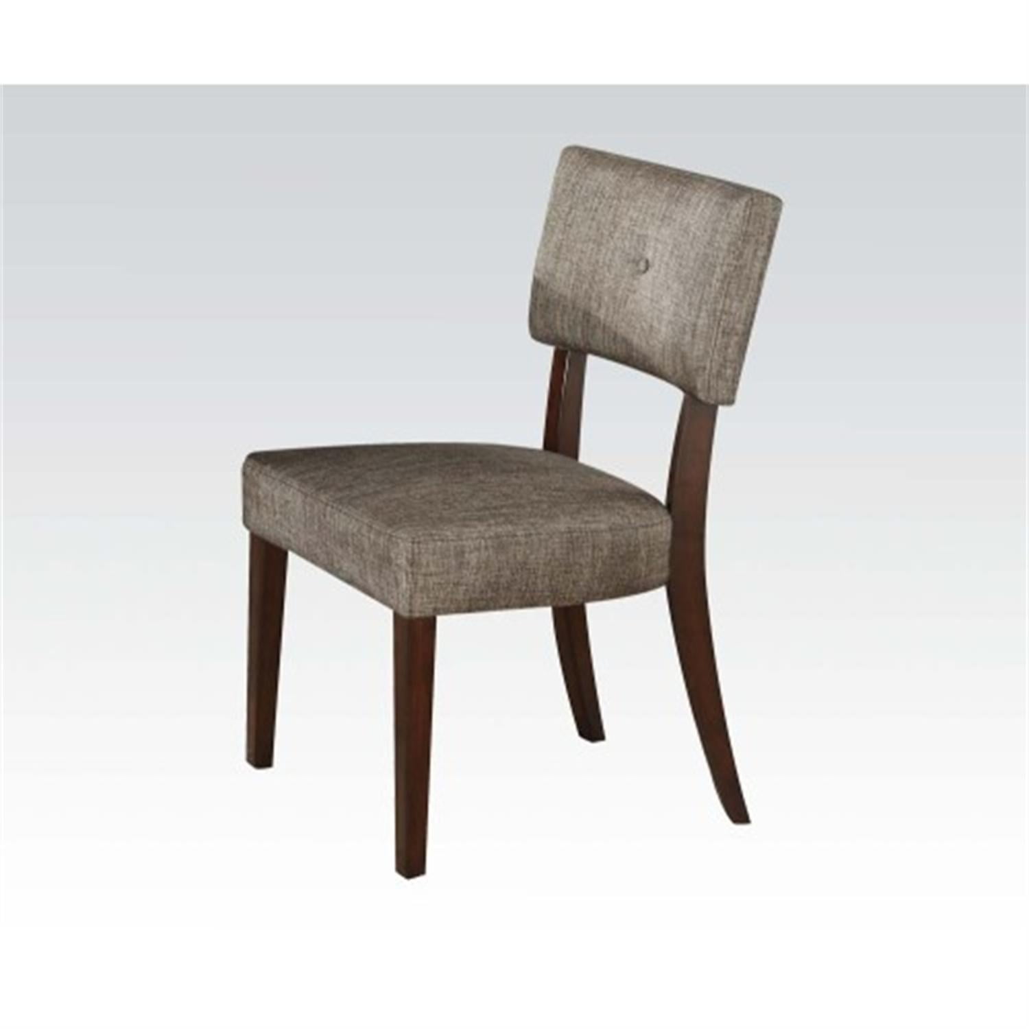 Gray Microfiber Upholstered Side Chair with Wood Legs