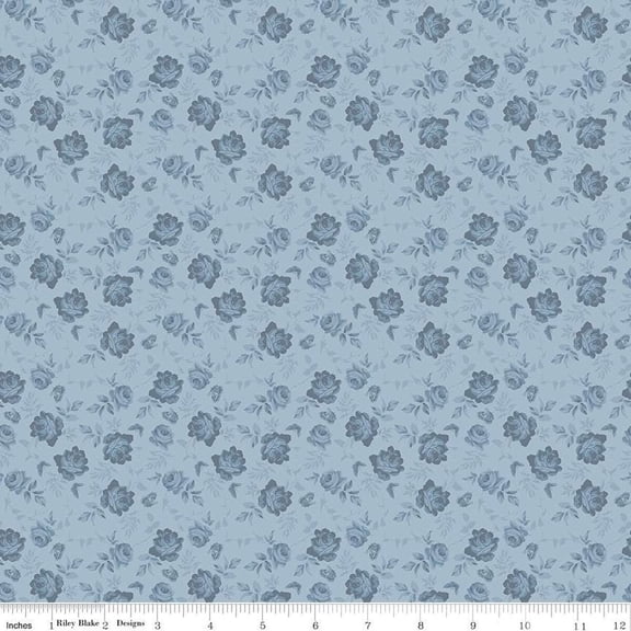 Anne of Green Gables Tone-on-Tone Blue Cotton Fabric (1 Yard)