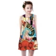 thumbnail image 3 of Dvkptbk Robe d'Été Fille Manches Courtes Florale Tropicale Robes Swing T-Shirt 4 Juillet Robe d'Été - Soldes d'Été, 3 of 7