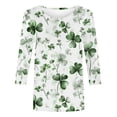 thumbnail image 2 of Odbmxy Shamrock Women T Shirts 3/4 Sleeve St. Patrick's Day Womens Shirts Plus Size Casual Party Loose Pullover Green Shirts, 2 of 5