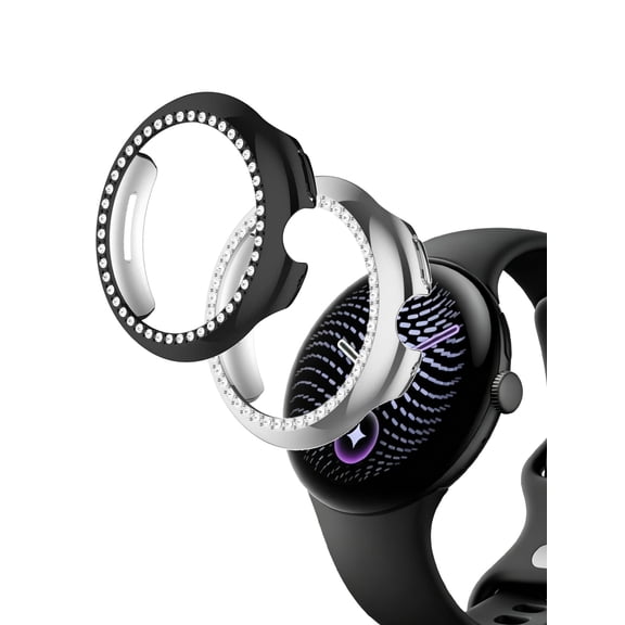 BOVUGAC (2 Pack) Watch Protective Case for Pixel Watch5 45MM Smartwatch, Slim‑Fit Anti‑Scratch, Precise Cutouts, Charge‑Friendly, Easy to Install-Black and silver