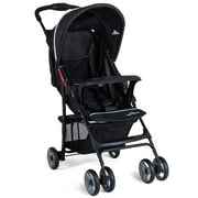 Angle View: 5-Point Safety System Foldable Lightweight Baby Stroller Black