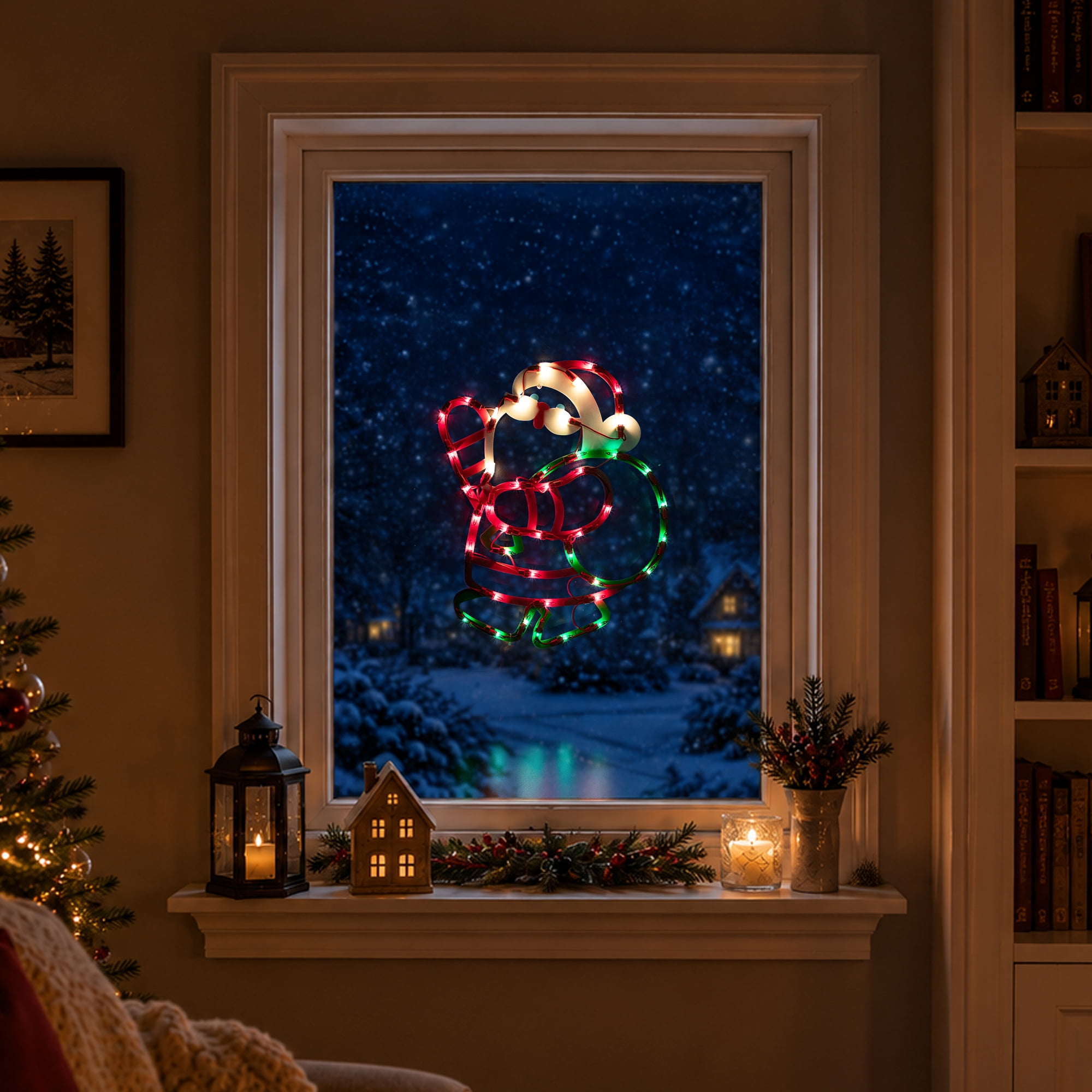 Northlight Lighted Santa Claus with Gift Sack Christmas Window