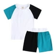 thumbnail image 2 of Bovxnpu Summer Boys Girls 2 Piece Outfits, Toddler Girls Clothing Sets, Girl's Solid Color Threaded Round Neck Short Sleeved And Shorts Two-Piece Sets 9-12 Months, 2 of 5