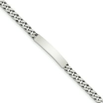 Sterling Silver 8inch Engraveable Antiqued Curb Link ID Bracelet QID118