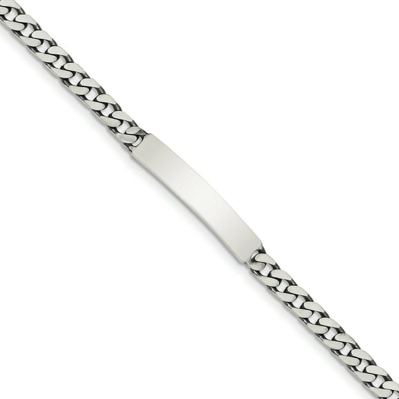 Sterling Silver 8inch Engraveable Antiqued Curb Link ID Bracelet QID118