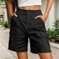 thumbnail image 2 of adviicd Bermuda Cargo Shorts Women, Elastic High Waist 6 Pockets Shorts 7 Inch Inseam Summer Jorts for Women Casual (Black, 4XL), 2 of 6