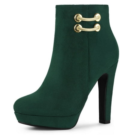 

Unique Bargains Women s Round Toe Side Zipper Block High Heel Ankle Boots