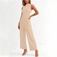 thumbnail image 7 of PBFRDSJ Jumpsuits for Women Casual Sleeveless Mock Neck Ruched Wide Leg Jumpsuit Casual Formal Long Romper with Pockets, 7 of 7