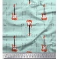 thumbnail image 1 of Soimoi Green polyester Crepe Fabric Notes & Guitar Musical Instrument Print Fabric by Yard 52 Inch Wide, 1 of 5