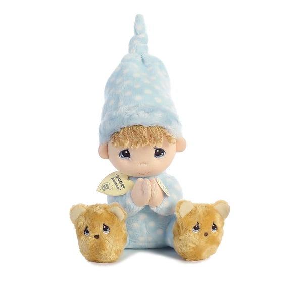 Aurora - Medium Blue Precious Moments - 9.5" Precious Prayer Boy - Inspirational Stuffed Animal