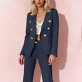 thumbnail image 5 of ClodeEU Women's Two Piece Set ,Notched Lapel Long Slee Blazer Jackets And Suit Pant Navy,Womens Plus XXXL, 5 of 9