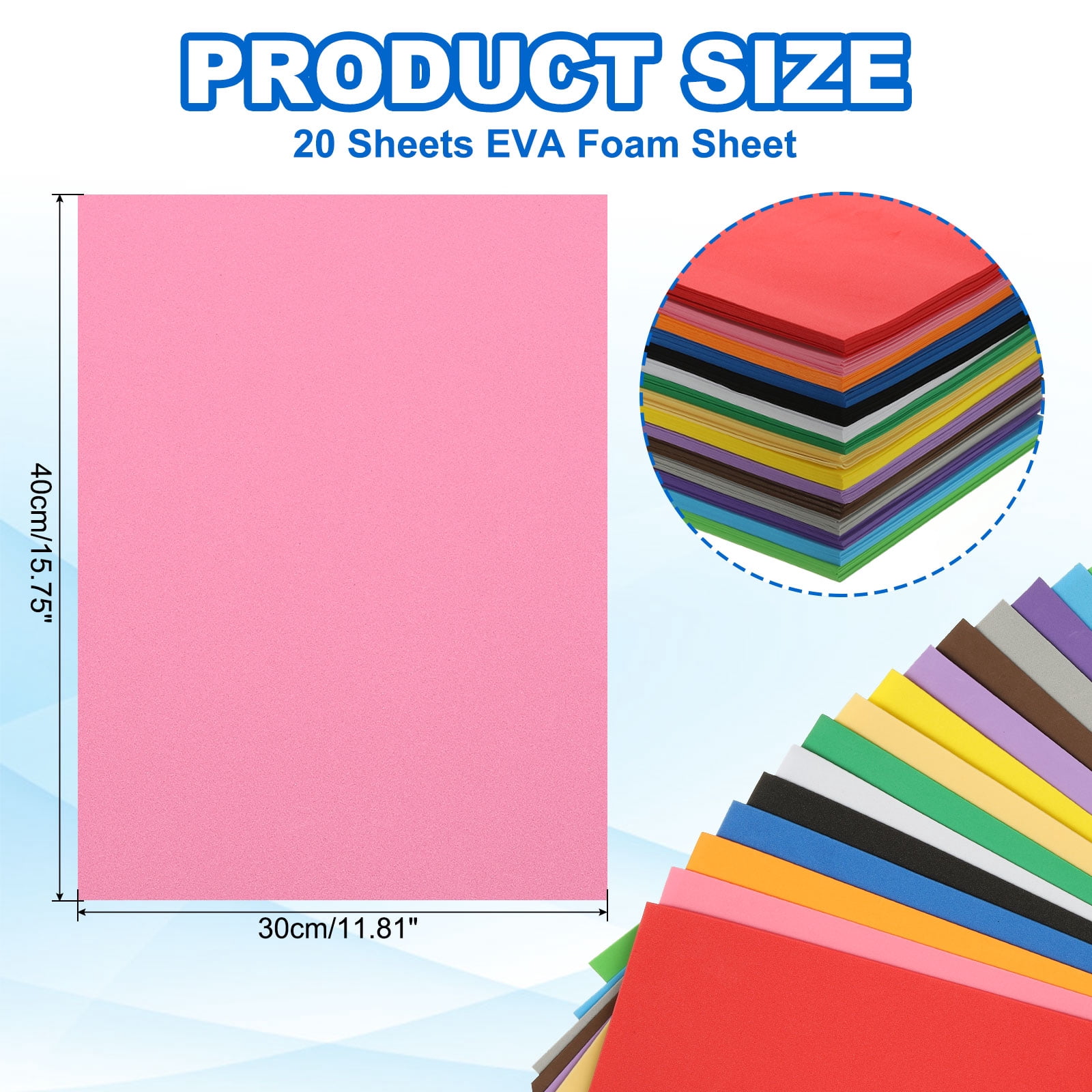 Uxcell 20Pcs Pink EVA Foam Sheets, 15.7 x 11.8 Inches 1mm Thick Foam Sheets for Crafts