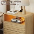 thumbnail image 4 of Vabches 25" H Nightstands with LED Night, Fluted Nightstands with Charging Station and Storage Shelves, End Table Bed Side Table for Bedroom Enrtyway Livingroom, 4 of 8