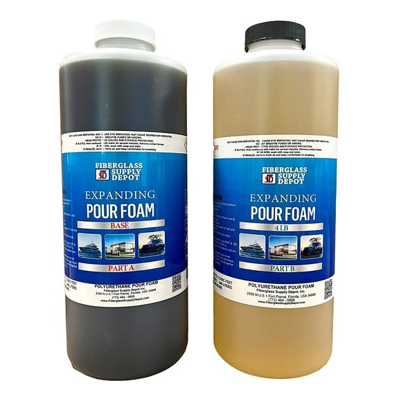 Fiberglass Supply Depot 4 Lb. Density Expanding Foam Kit: 2 Part Closed Cell Polyurethane Liquid Foam for Boat and Dock Flotation, Insulation, Soundproofing and Filling Voids - 1/2 Gallon Kit