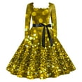 thumbnail image 1 of Robe de Thé Classique de Noël pour Femmes Manches Longues Robe de Soirée avec Ceinture, 1 of 2