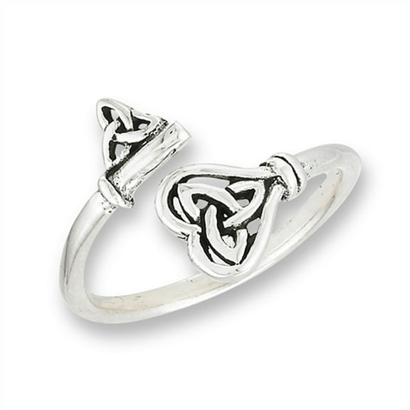 Oxidized Open Heart Key Celtic Knot Ring 925 Sterling Silver Band Jewelry Female Male Unisex Size 9