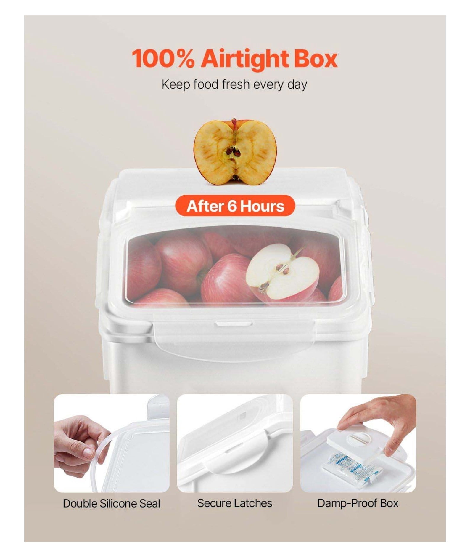 Airtight Food Storage Containers 4-Piece Set - 3.5/4.5 Gal Kitchen Bins - Large Capacity Rice, Pet Food, Dry Goods - Stackable, Wheels