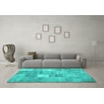 thumbnail image 3 of Ahgly Company Indoor Rectangle Abstract Turquoise Blue Contemporary Area Rugs, 6' x 9', 3 of 4