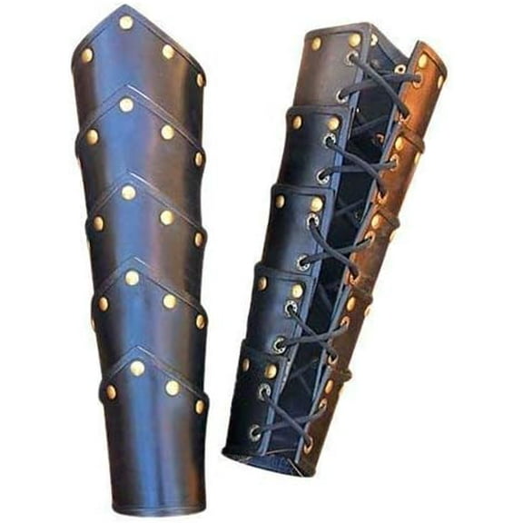 Leather Swordsman Greaves - Leg Armor One Size Fit All - Black