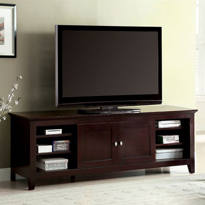 72" Tv Console Contemporary Style, Dark Cherry Finish