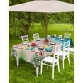 thumbnail image 4 of Hokiten Outdoor Tablecloths with Umbrella Hole & Zipper, Summer Beach Coastal Tablecloth Rectangle 60x84 Inch, Slippers Palm Leaf Shells Coral Waterproof Table Cloth, Patio/Pool/Picnic Table Covers, 4 of 7