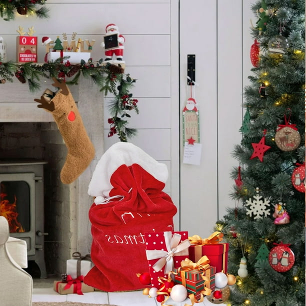 Large christmas drawstring gift bags sale