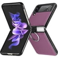 thumbnail image 5 of Samsung Galaxy Z Flip 3 Phone Case, PU Leather Protective Cover with Ring Strap Shockproof Lightweight Smartphone Protector Case for Samsung Galaxy Z Flip 3 ZH Purple, 5 of 7