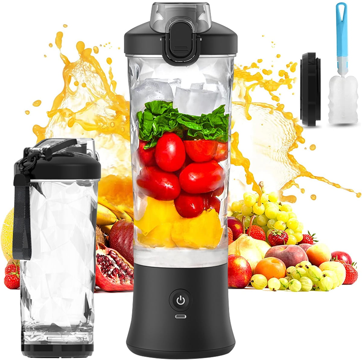 Portable Blender - 18 Oz USB Rechargeable Personal Size Blender for Shakes  and Smoothies - 150W Power With 6 Blades And Pulse Mode - With Cup Lid for