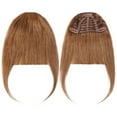 thumbnail image 2 of SEGO Clip in Hair Bangs 100% Human Hair Extensions Reddish Brown Clip on Hair Fringe with Natural Flat Neat Bangs with Temples for Women One Piece Hairpiece, 2 of 8