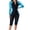 Blue, variant on Staron Women's Long Sleeve Rash Guard Swimsuit with Shorts Built-in Bra No Underwire Conservative Swimwear Surfing Diving Suit, Blue XXL
