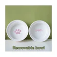thumbnail image 4 of Cuencos de cerámica para gatos, cuencos dobles para comida y agua, cuencos elevados de cerámica para gatos con soporte de plástico rosa, 4 of 5
